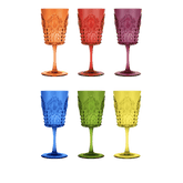 Set of 6 Acrylic Wine Glasses in Assorted Colors - Baroque & Rock Anniversary - Baci Milano